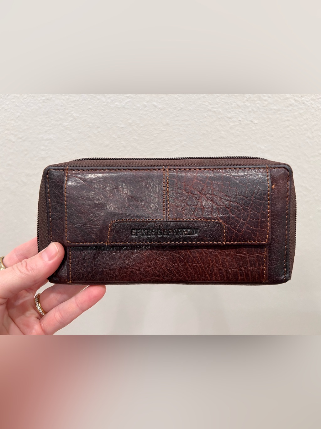 Jack Georges Spike & Sparrow Genuine Leather Zipper Brown Wallet